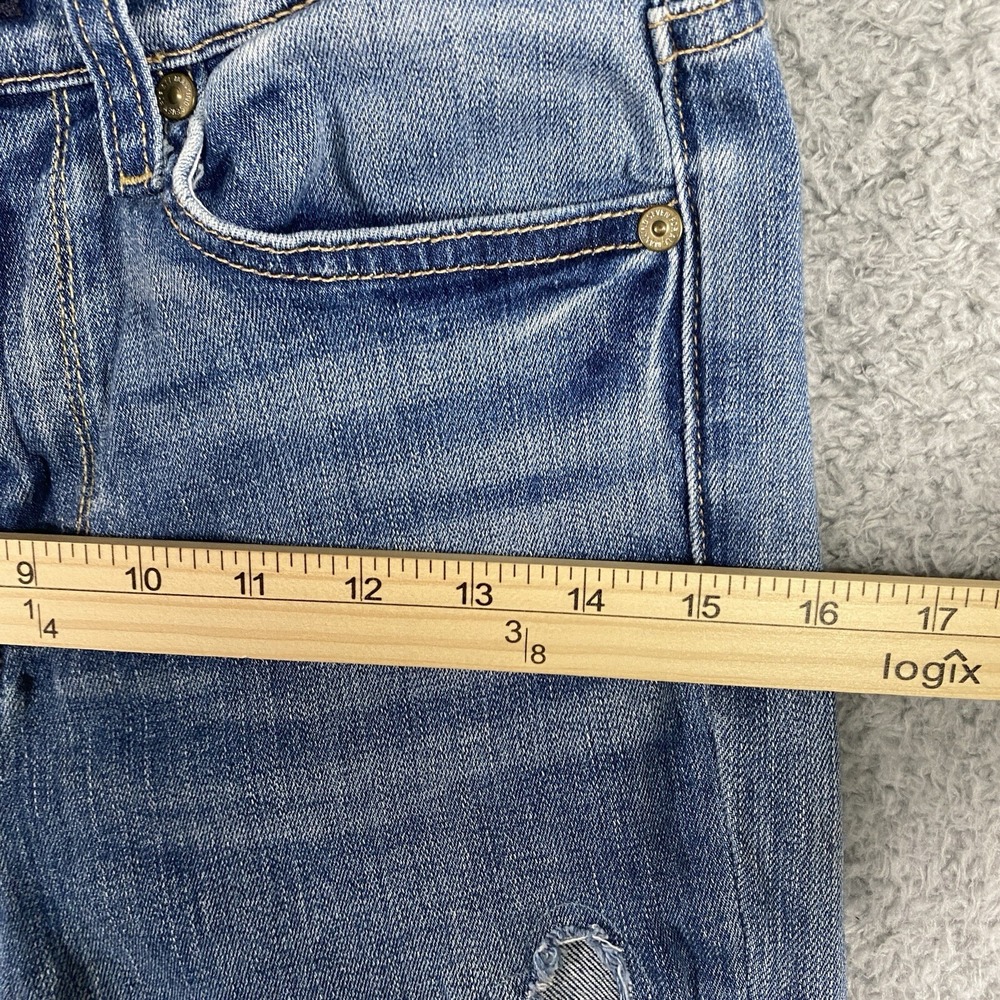 7 For All Mankind Skinny Ankle Jeans Size 26 Patches‎ Frayed Hem Medium Wash - Picture 7 of 16